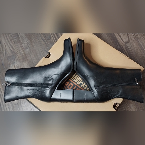 Vintage Harley-Davidson flame chunky high heel ankle boots - Picture 10 of 13